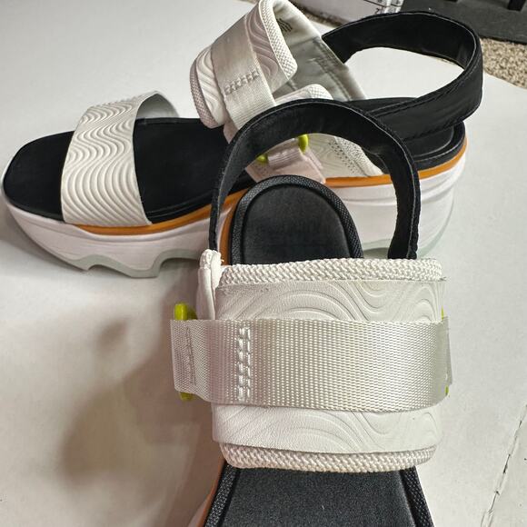 8.5 Sorel Kinetic Impact Slingback Wedge Sandals Black Sea Salt Platform Sporty - Picture 13 of 15